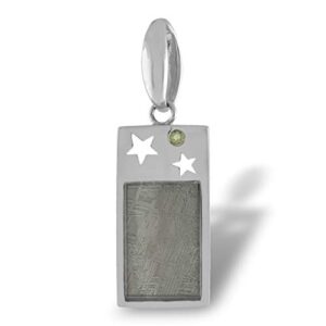 Muonionalusta Meteorite & Moldavite Star Pendant in Sterling Silver