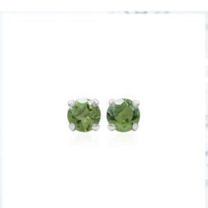Faceted Moldavite Prong Style Post Earrings in Sterling Silver