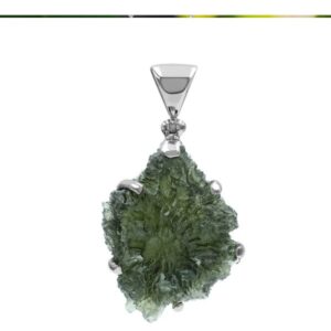 Natural Moldavite Sterling Silver Pendant (40ct)