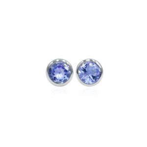 Round Faceted 4mm Bezel Style Post Earrings in Sterling Silver