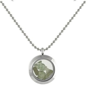 Moldavite Window Pendant Necklace in Stainless Steel