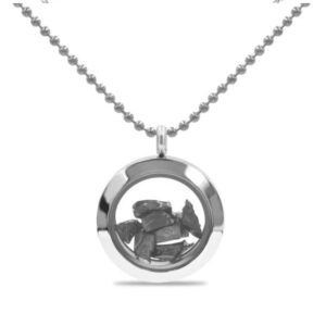 Gemstone Window Pendant Necklace in Stainless Steel