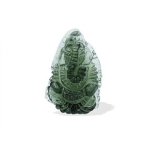 Hand Carved Moldavite Ganesh 13 cts - 1 Piece