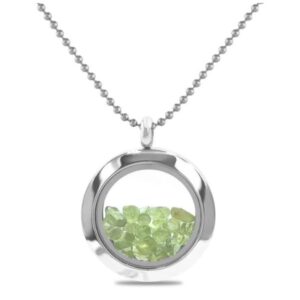 Gemstone Window Pendant Necklace in Stainless Steel