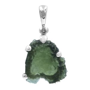 Natural Moldavite (5-7 ct) Sterling Silver Pendant