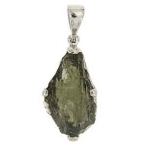 Genuine Moldavite Sterling Silver Pendant (7-11 ct)