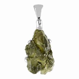 Natural 12-15 carat Moldavite Sterling Silver Pendant